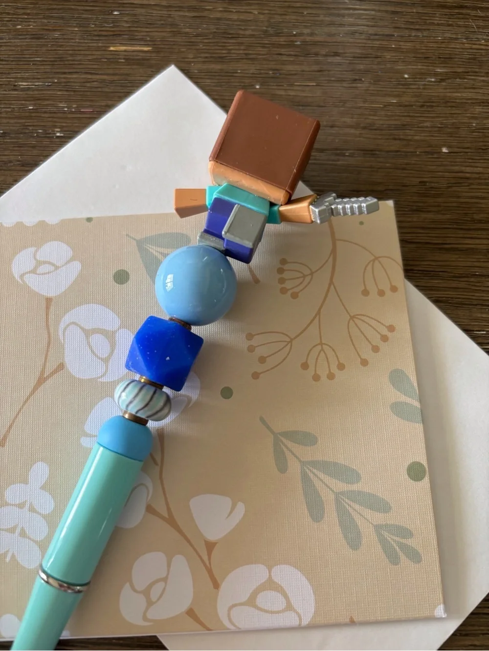 Minecraft Steve handmade beaded pen